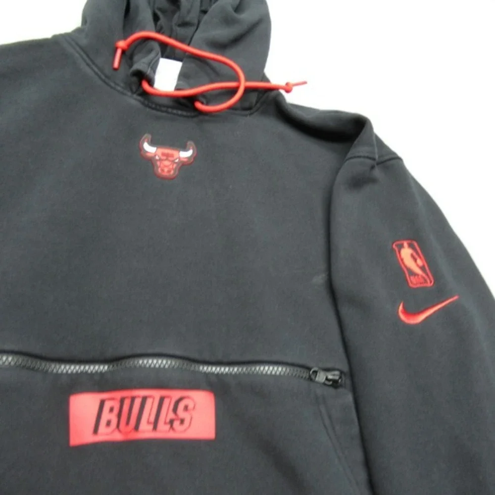 Chicago Bulls Hoodie‎ Youth Large Nike NBA Black Fleece Pullover Sweatshirt Y2K